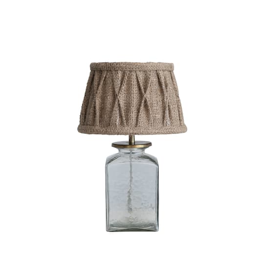 12.5&#x22; Clear &#x26; Natural Farmhouse Glass Table Lamp